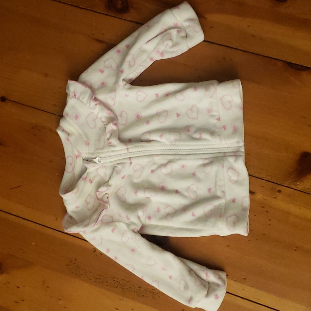 3/$10 - white fleecy jacket with red hearts